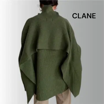 CLANE 백프릴 터틀넥 니트 올리브 그린