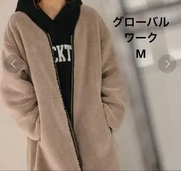 새상품급 글로벌 워크 노카라 코트 보아 리버서블 퀼팅