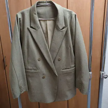 베이지 더블 브레스트 테일러드 자켓