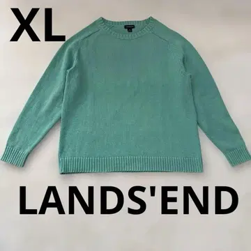 LANDS'END 남성용 민트 그린 라운드넥 니트 XL