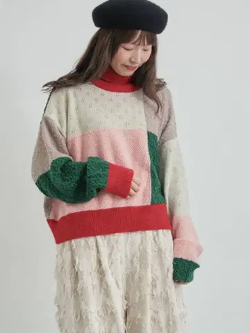 츠하루 바이 사만사 모스모스 이번 시즌 패치워크 니트 새상품