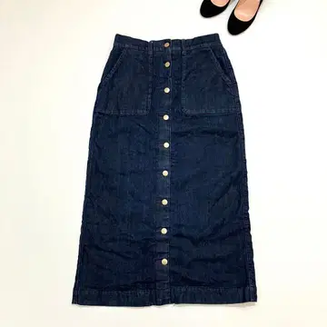 펠리시모 속기모 데님 펜슬 스커트 허리밴딩 M