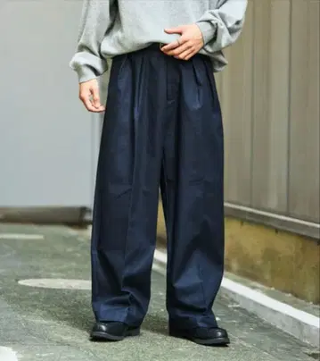 FREAK'S STORE 헤비 트윌 2턱 와이드 스트레이트 슬랙스