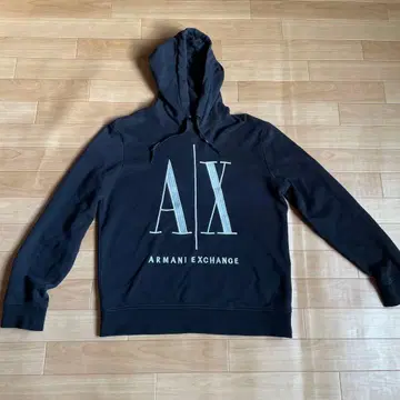 ARMANI EXCHANGE AX 로고 후드티 블랙