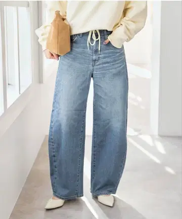 라이트 블루 데님 와이드 레그 팬츠