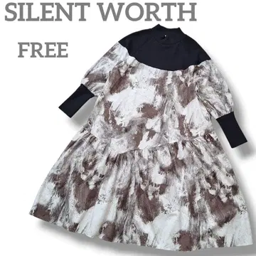 SILENT WORTH 여성용 롱 원피스 절개 긴팔 FREE