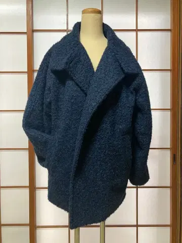 네이비 보아 오버 사이즈 코트