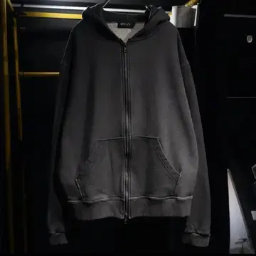 RIYAN 그레이 더블 지퍼 후드티 크롭 기장