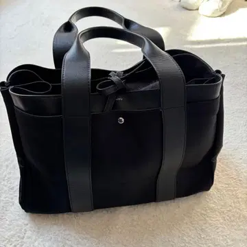 새상품급 띠어리 나일론 가죽 블랙 빅 토트