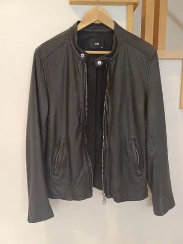 HARE 블랙 가죽 싱글 라이더 자켓 L