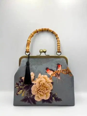 [ 핸드메이드 ] 가마구치 핸드 백 대나무 손잡이 #547