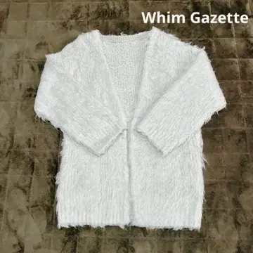 Whim Gazette 퍼 울 가디건 블루 그레이