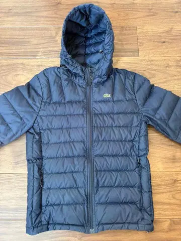 Lacoste 후드 부착 다운 자켓 네이비
