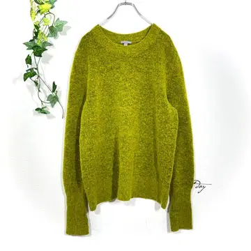 COS 알파카 울 블렌드 니트 스웨터 (XL 상당) 옐로우 그린 루즈핏