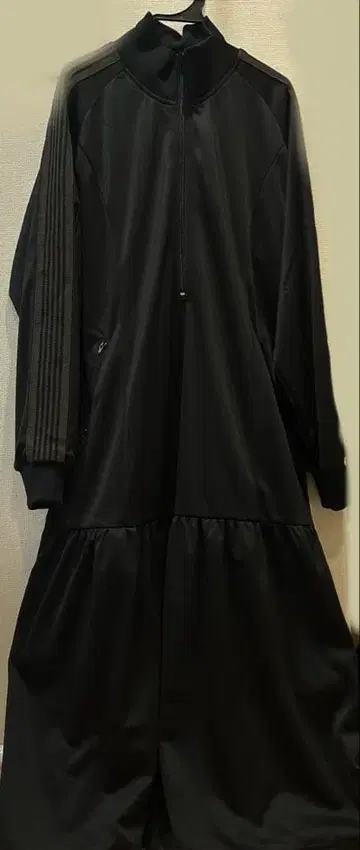 블랙 트랙 자켓 롱 원피스 긴팔 집업