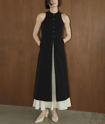 아메리칸 슬리브 린넨 원피스