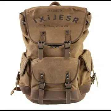 XLIJESR 대용량 캔버스 백팩 빈티지 아웃도어 등산