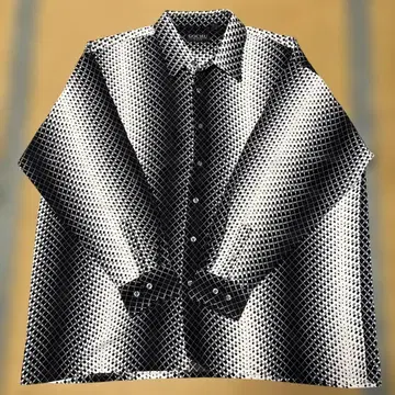 GOCHU by KBB 기하학 패턴 긴팔 셔츠 블랙 화이트 사이키