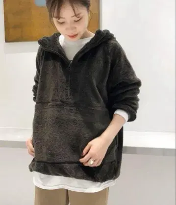 plage 보아 후드티 카키