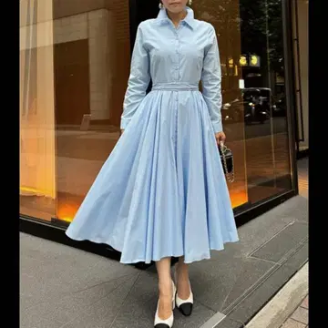 오드리 룩 에어리 원피스 긴팔 라이트 블루