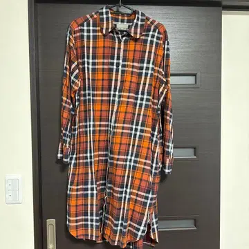 MARGARET HOWELL 둥근 카라 셔츠 원피스 긴팔 체크