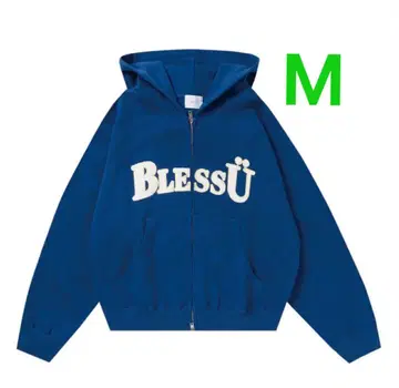 Bless U 지퍼 후드티 파랑