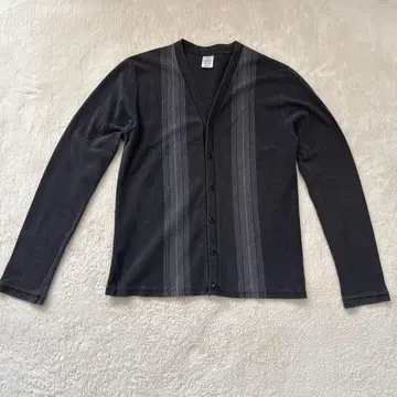 COOTIE 남성용 다크 그레이 스트라이프 V넥 가디건 XL