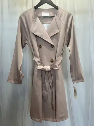 [ Ray Cassin ] 폴리에스터 PU 노카라 트렌치코트/F/핑크