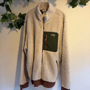 남성용 L.L.Bean 플리스 자켓 크림/브라운 XL 사이즈