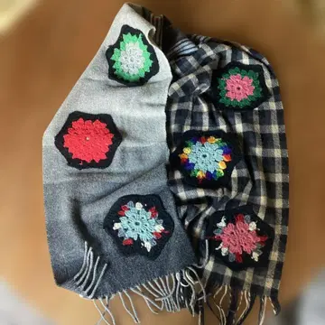 Exquisite J 엑스퀴지트 제이 머플러 패치워크 털실