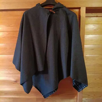 블랙 후드 부착 판초 핸드메이드 새상품급