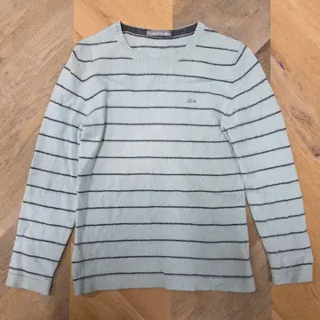 LACOSTE 민트 그린 스트라이프 스웨터 캐시미어 100 y23