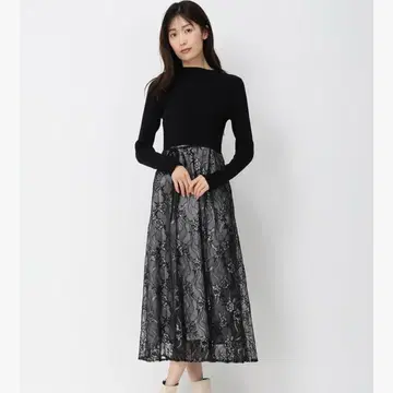 MISCH MASCH 원피스 도킹 레이스 리브 니트 크루넥