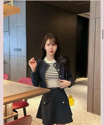 QUNG 더블 스티치 setup 네이비