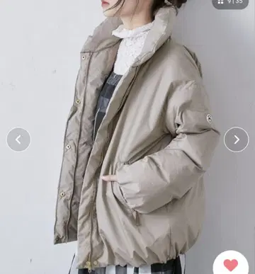 퓨어세신 프렌치 덕 다운 스탠드 카라 자켓 베이지