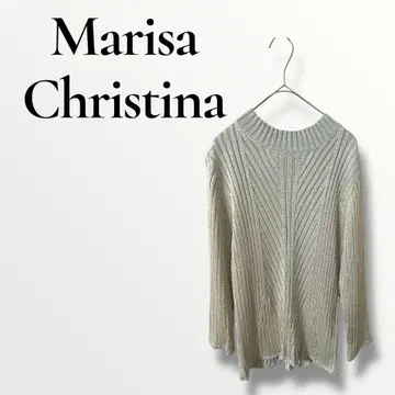 새상품급 마리사 크리스티나 그레이 블루 리브 편직 스웨터 실크 100%