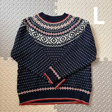 노르딕 무늬 네이비 스웨터 L 사이즈