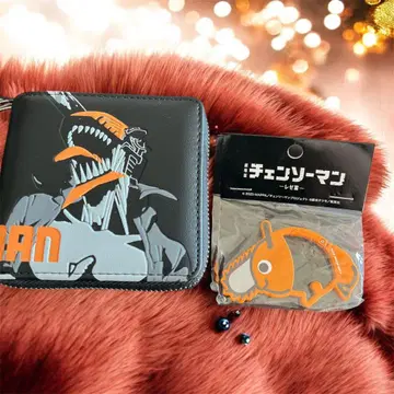 체인소 맨 이단 접이식 지퍼 지갑 & 카라비너 세트 새상품