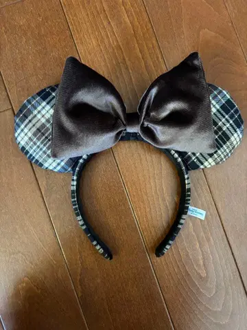 체크 무늬 리본 머리띠