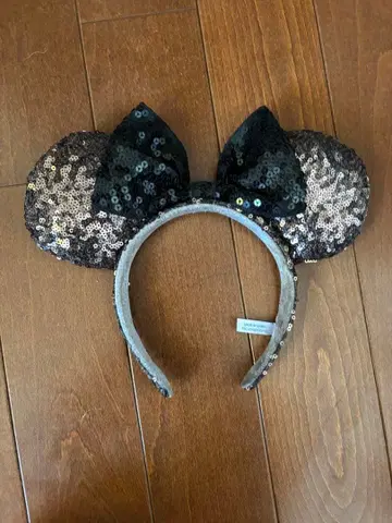 미키 귀 머리띠 블랙 골드