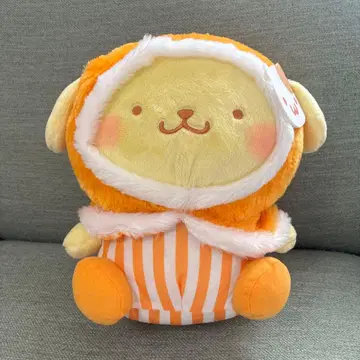 후드 부착 폼폼푸딩 봉제 인형