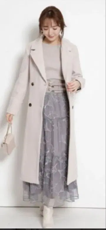 Rirandture 베이지 더블 브레스트 롱 코트 사이즈 2