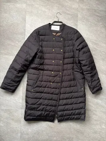 블랙 퀼팅 롱 다운 자켓