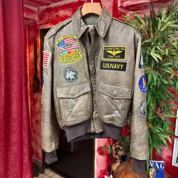 80s L.L.Bean A-2 레더 재킷