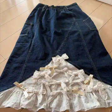 핑크하우스 귀여운 데님 프릴 스커트 새상품급
