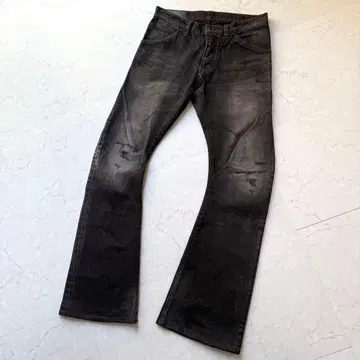 ATTACHMENT 바나나 플레어 데미지 청바지 y2k 블랙