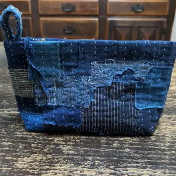 빈티지 원단 보로 파우치 자수