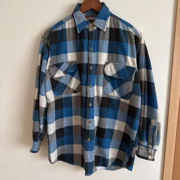 80's WINTER RUN 블록 체크 패턴 플란넬 셔츠
