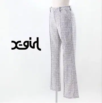 x-girl 트위드 플레어 팬츠 화이트 미사용 미개봉 새상품