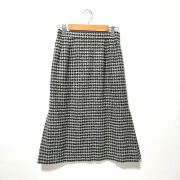 새상품급 준 아시다 알파카 혼방 트위드풍 미디 기장 스커트 양모 일본제